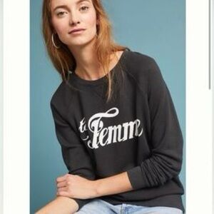 Sol Angeles for Anthropologie 'La Femme' graphic crewneck sweatshirt, Size XS